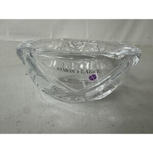 Vtg Simon Pearce Love Your Brain Geometric Clear Glass Bowl